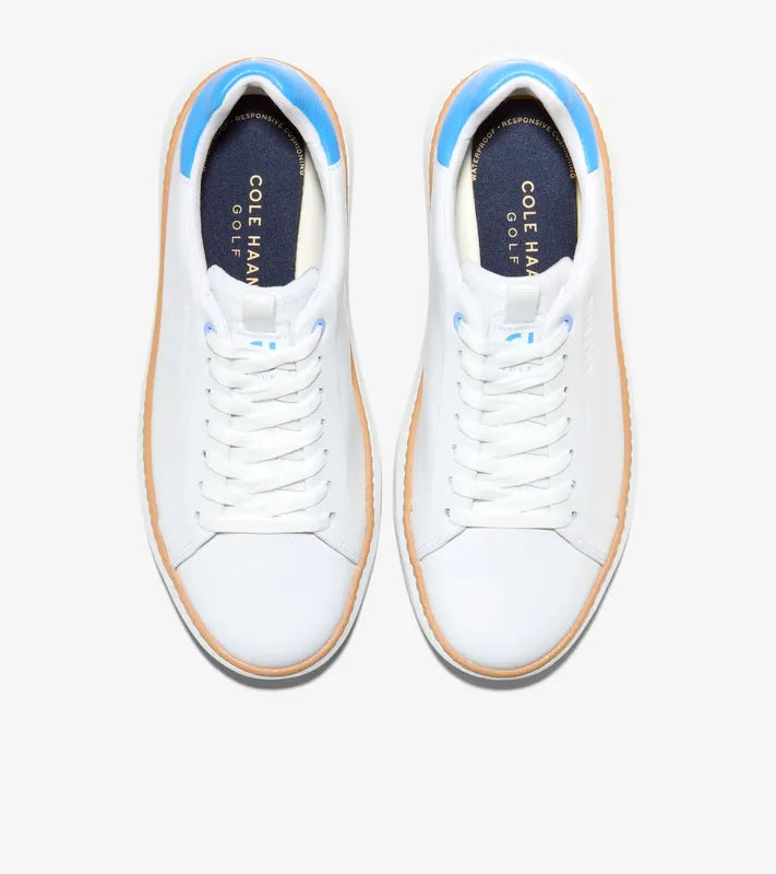 Cole Haan Grandpro Topspin Golf Shoes - White/Azure Blue
