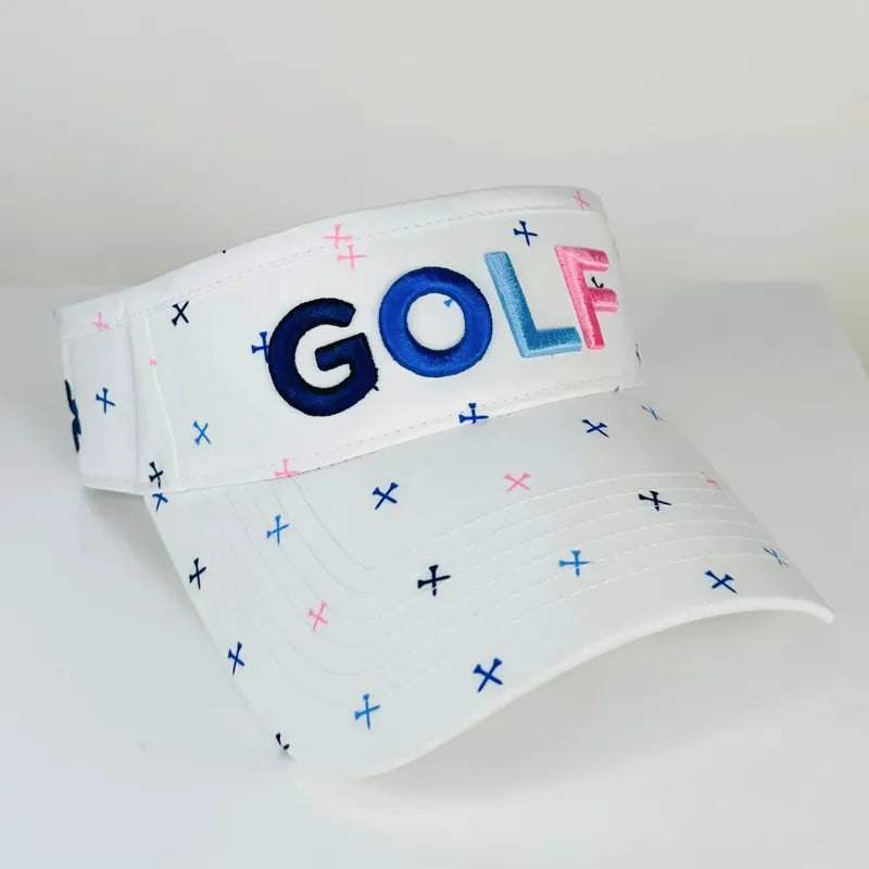 Vimhue Golf Puff Crossed Tees Visor - White/Blue/Pink