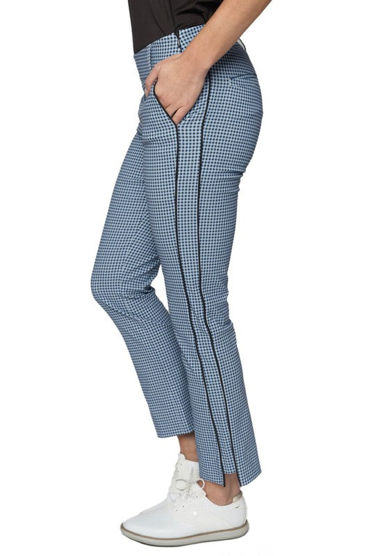 Golftini Ankle Pant - Cocoa/Blue Gingham