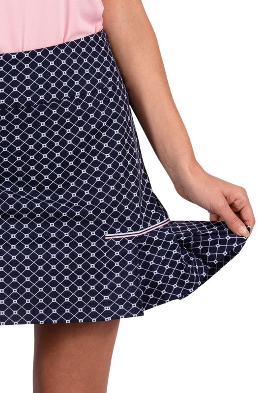 Golftini Be Well Performance Side Pleat Skort - Navy/Pink