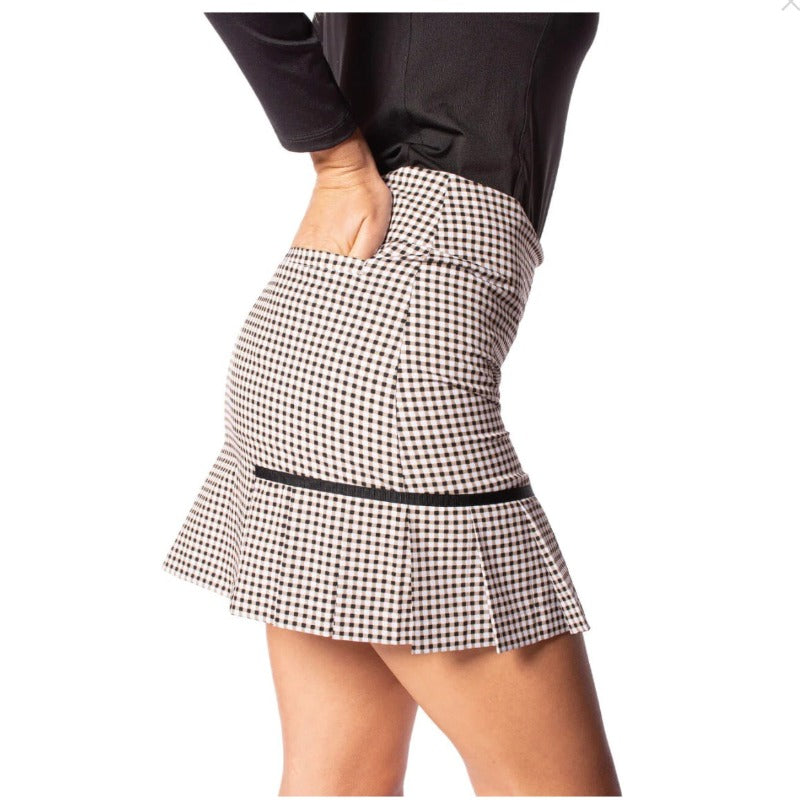 Golftini Spirit Performance Side Pleat Skort - Tan/Black/White