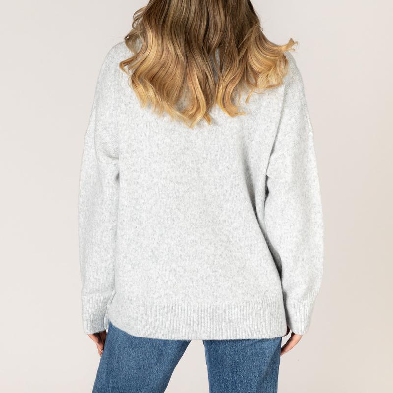 Lyla & Luxe Heart Sweater - Ash/Lemonade