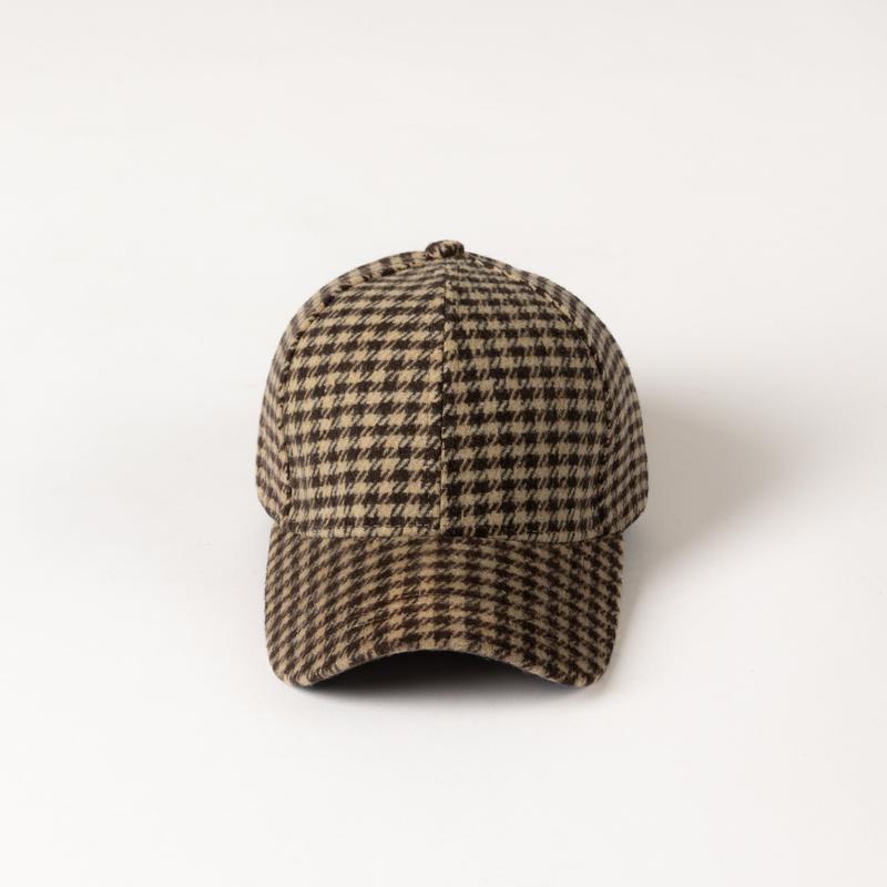 Lyla & Luxe Houndstooth Baseball Hat - Brown/Camel