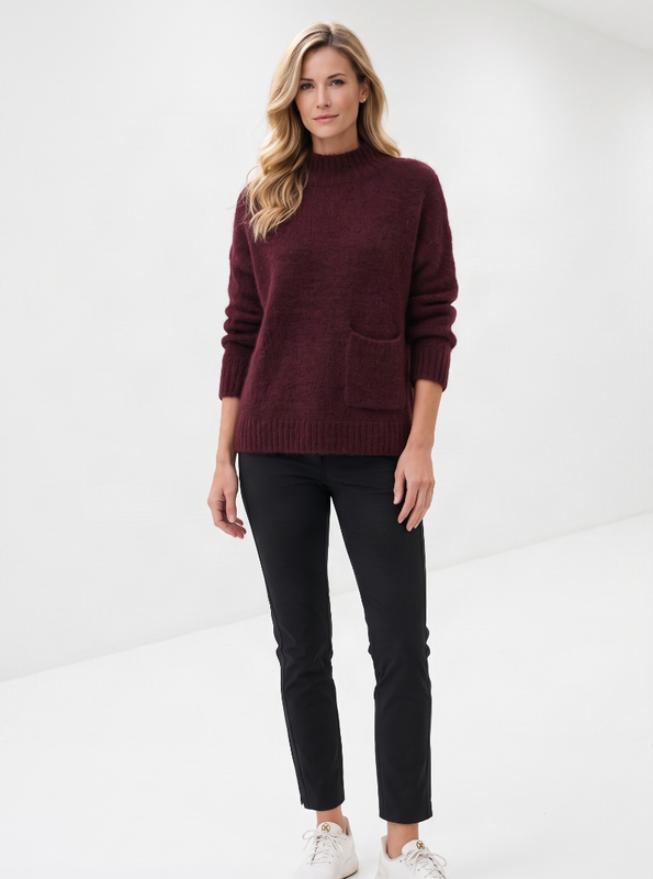 Humility Codyn Mock Neck Sweater - Bordeaux