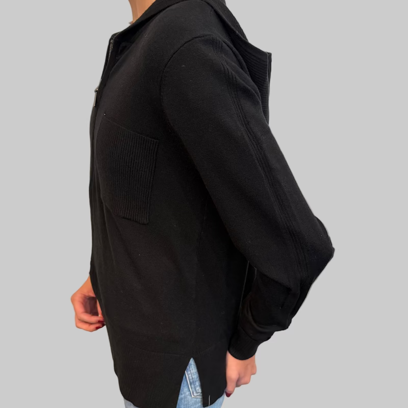 Atelier by Lyse Spenard Hooded Zip Sweater - Black