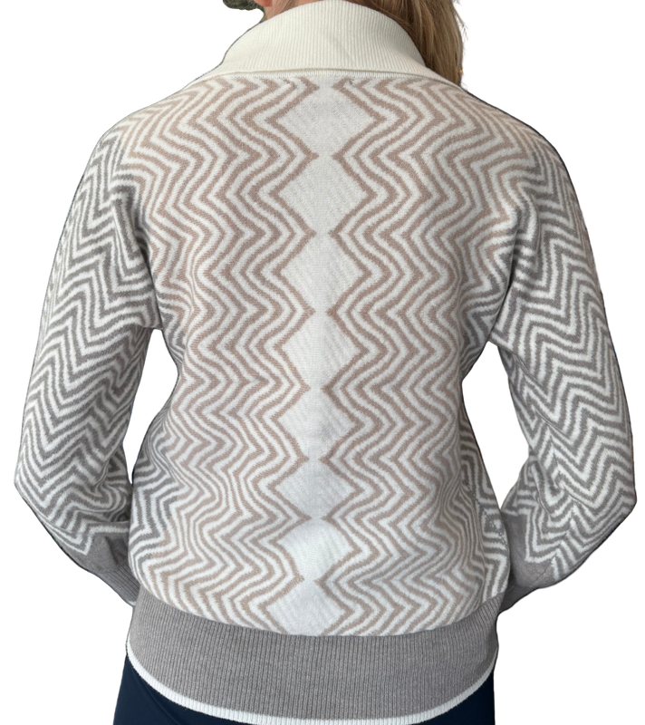 Atelier by Lyse Spenard Chevron Cardigan - Grey/Taupe
