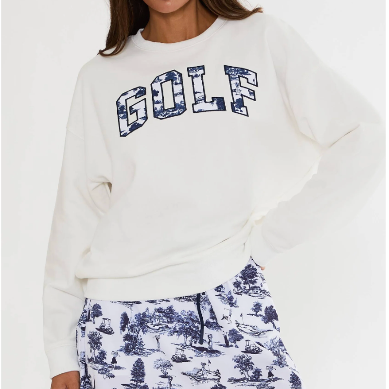 Beach Riot Evening Toile Devyn Sweatshirt - White/Navy