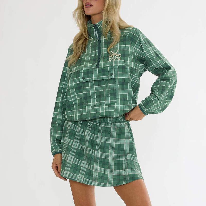 Beach Riot Clyde Skirt - Fairway Plaid Green