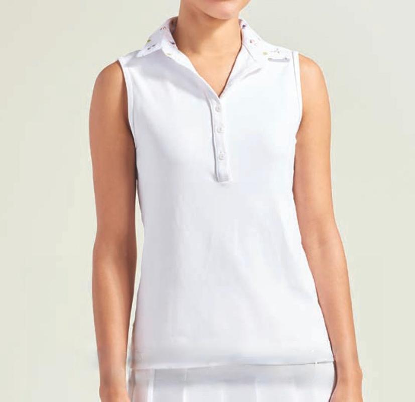 L'Oeuf Poche Print Collar Polo - White