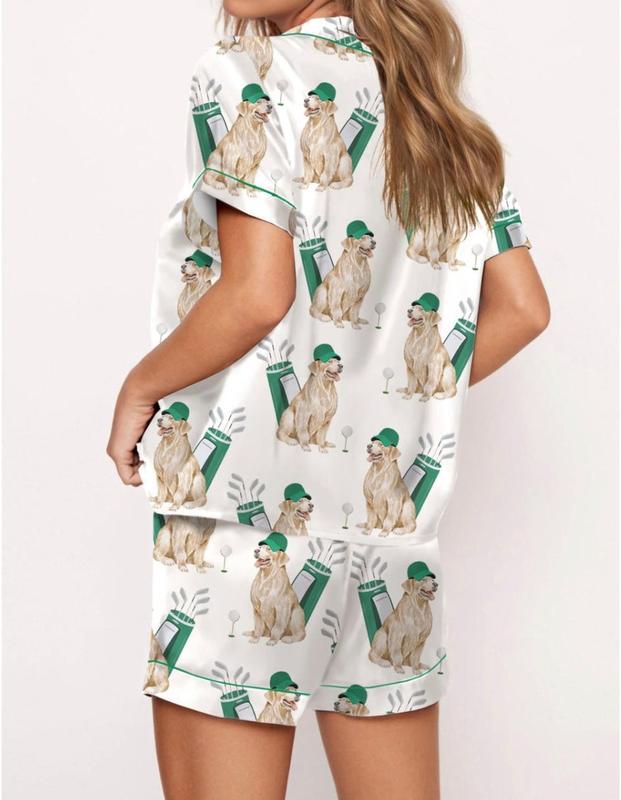 Golf Golden Retriever Dog Pajamas, Short - Multi