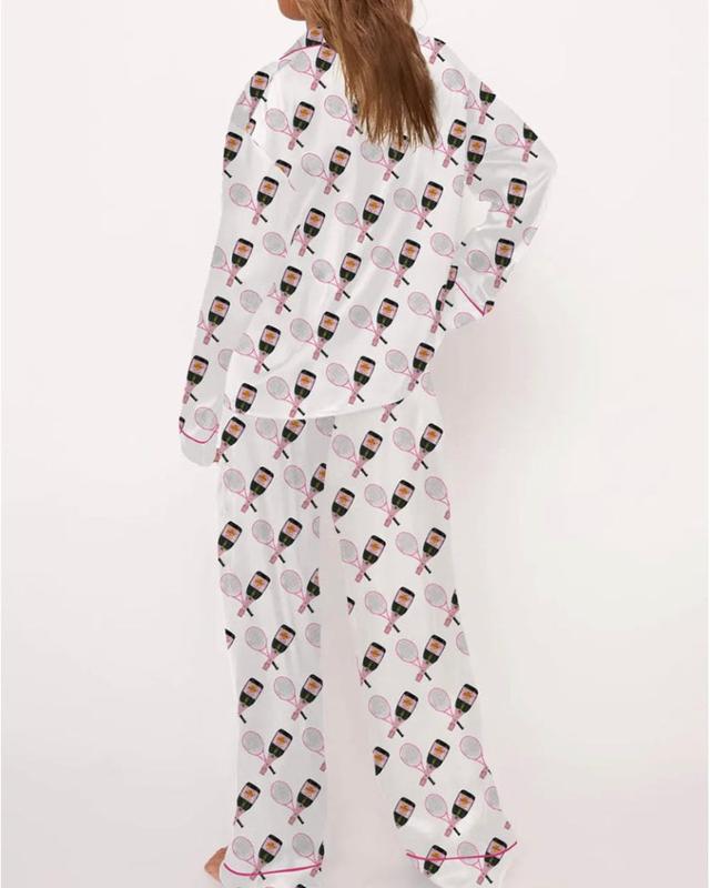 Tennis Champagne Pajamas, Long - White Multi