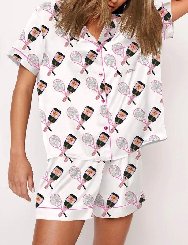 Tennis Champagne Pajamas, Short - White Multi