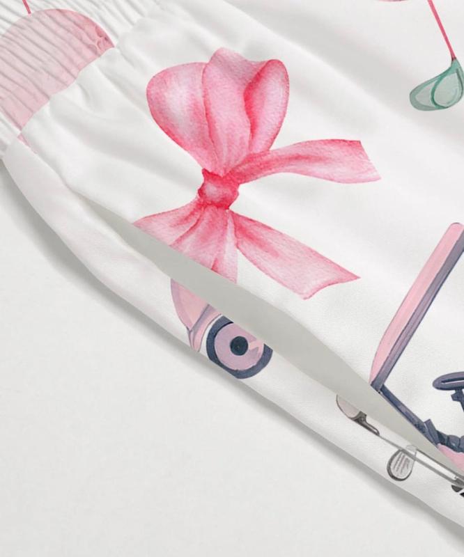 Golf Coquette Pajamas, Short - White/Pink