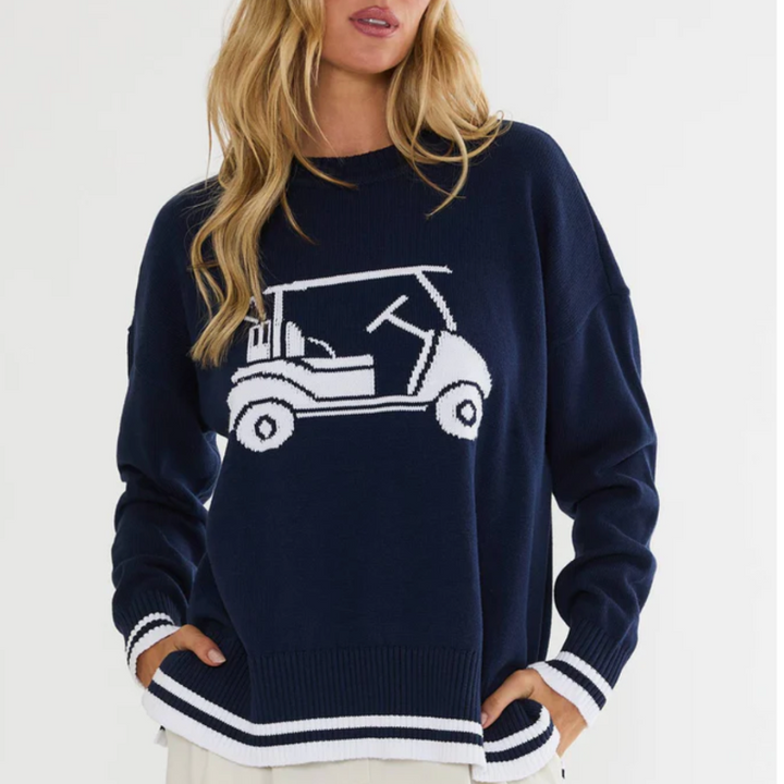 Beach Riot Callie Buggy Sweater - Navy/White