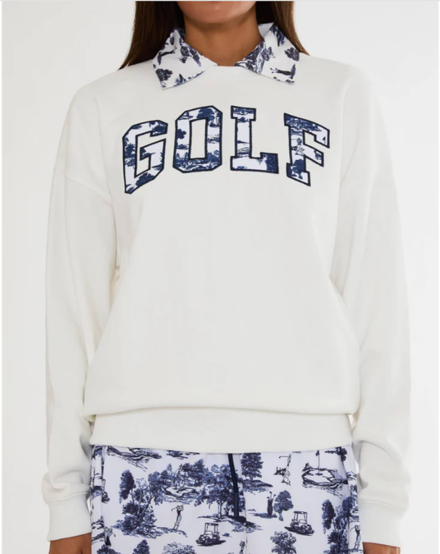 Beach Riot Evening Toile Devyn Sweatshirt - White/Navy