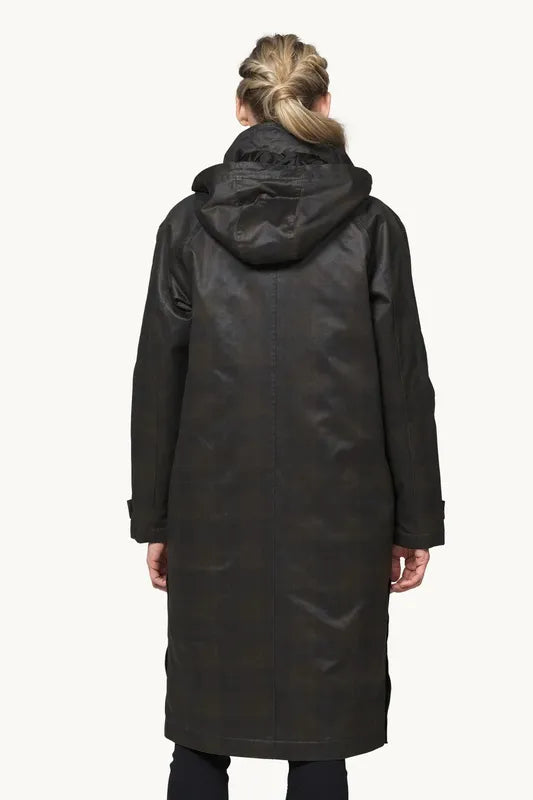 Ilse Jacobsen Waxed Padded Coat - Dark Brown/Check