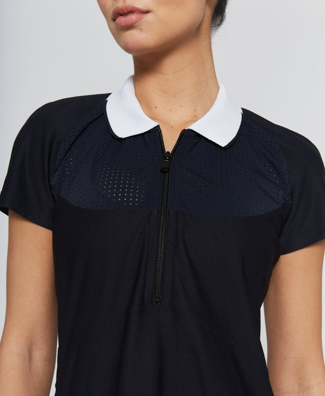 L'Etoile Mesh Zip Performance Dress - Navy/White