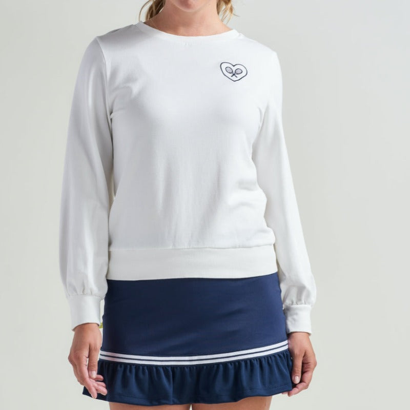 L'Oeuf Poché Bubble Sleeve Sweatshirt - Off White/Navy