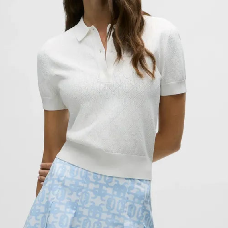 Greyson Pointelle S/S Polo - White