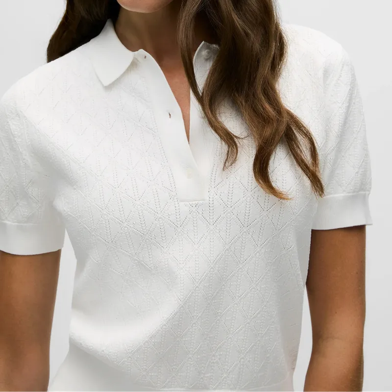 Greyson Pointelle S/S Polo - White