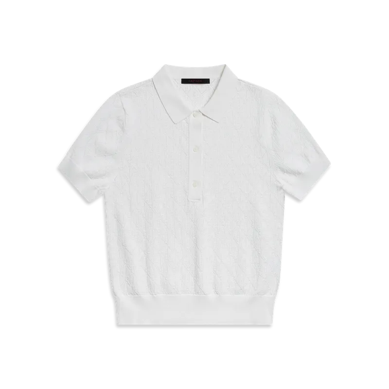 Greyson Pointelle S/S Polo - White