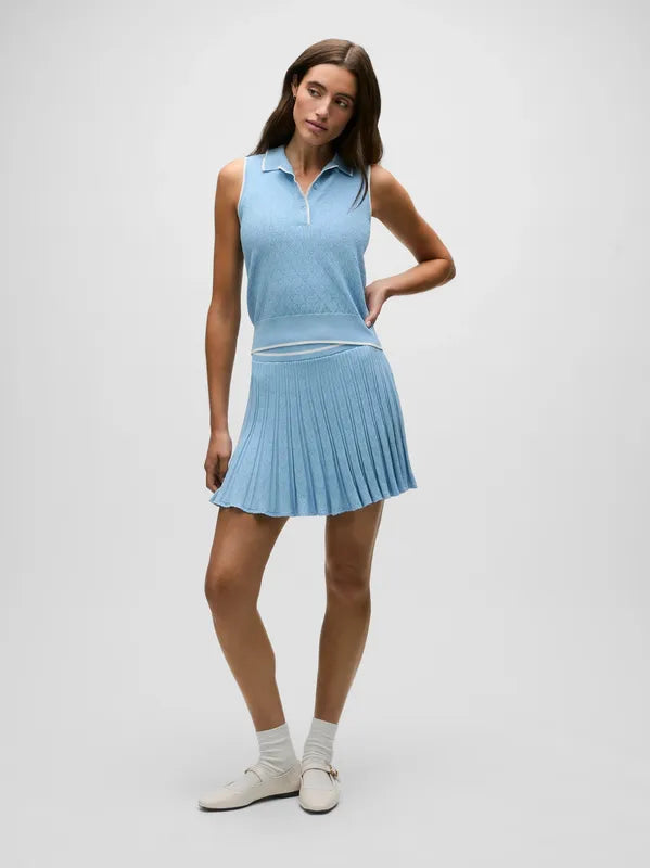 Greyson Pointelle S/L Polo - Light Blue