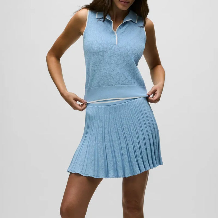 Greyson Pointelle S/L Polo - Light Blue