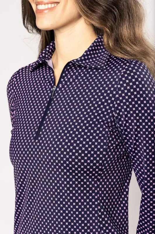 Golftini Cool Girl L/S Polo - Unstoppable (Navy/Pink)