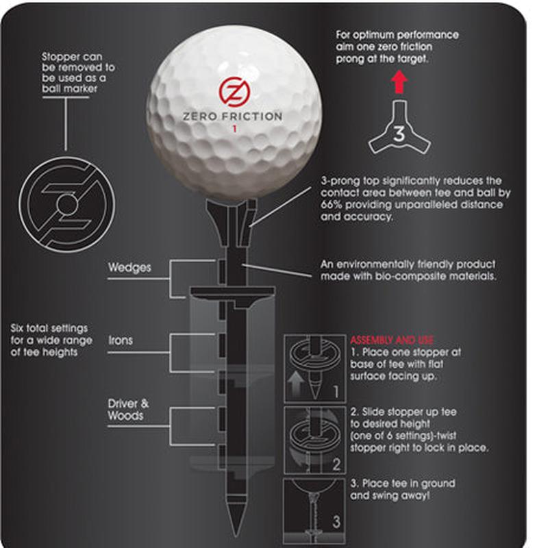 Zero Friction 3/1/4" LocknDrive Tees - 18pk - White
