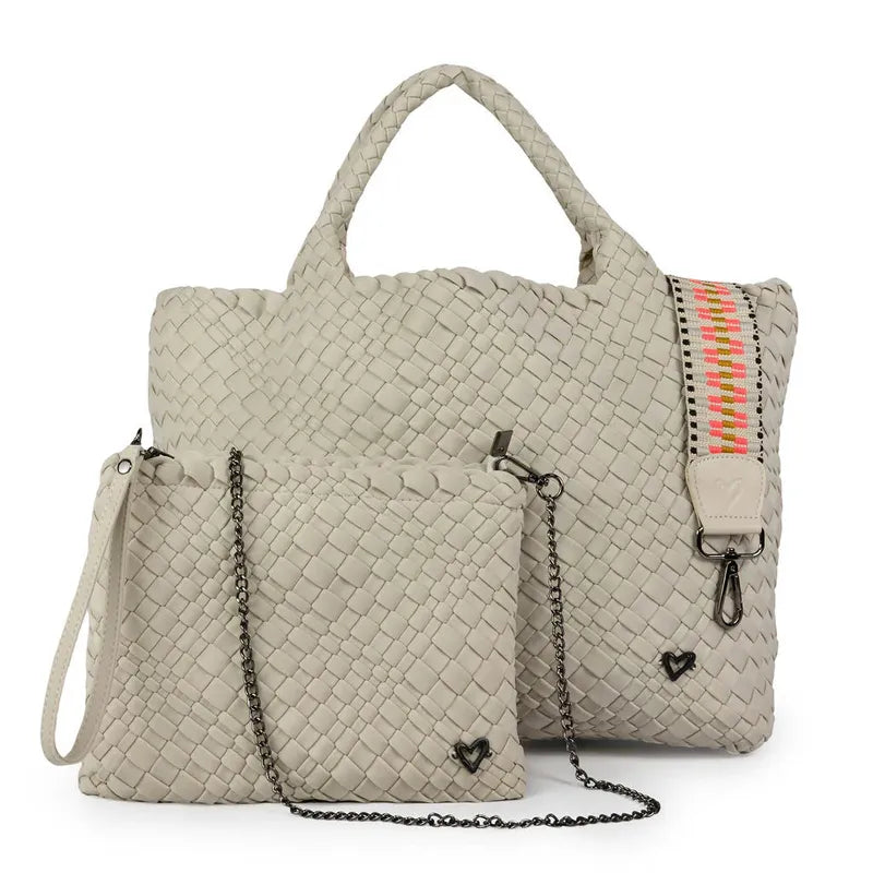 preneLOVE London Large Woven Tote - Bone