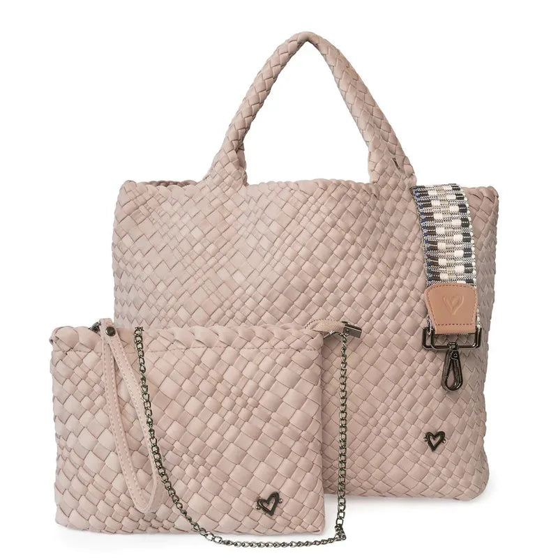 preneLOVE London Large Woven Tote - Dusty Pink