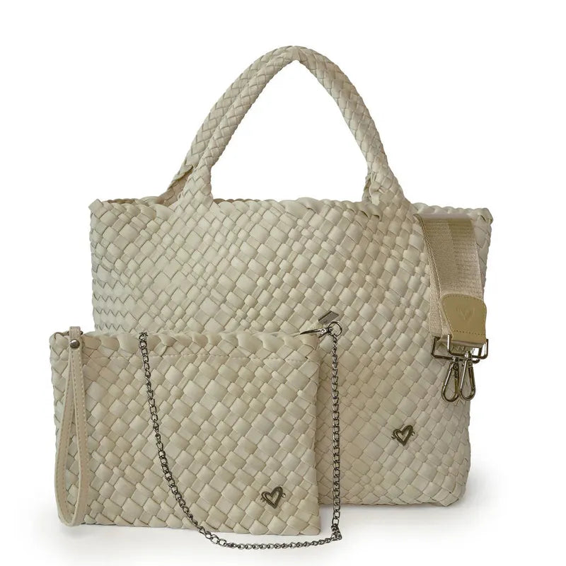 preneLOVE London Large Woven Tote - Khaki