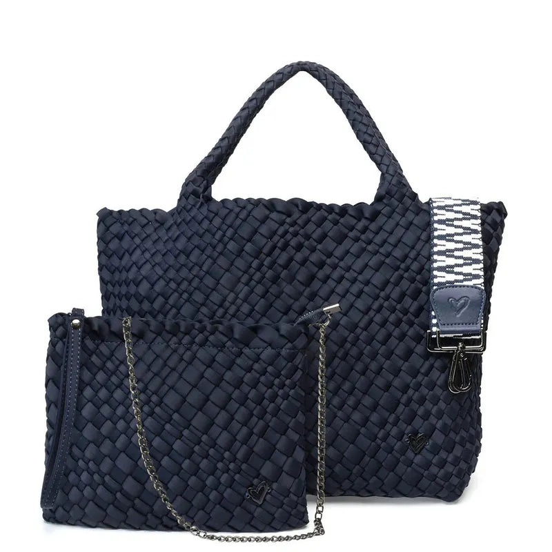 preneLOVE London Large Woven Tote - Navy