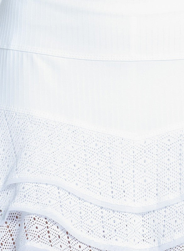 Lucky In Love Lace Boho Skort (13")- White