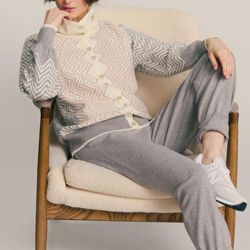 Atelier by Lyse Spenard Chevron Cardigan - Grey/Taupe