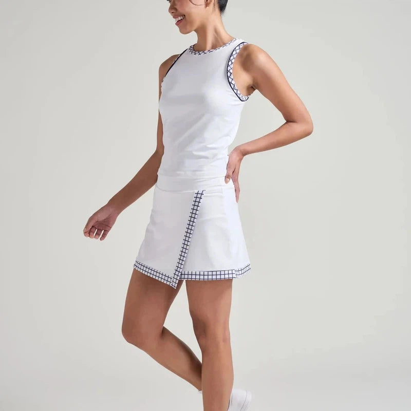 L'Oeuf Poché Mod Wrap Skort - White/Check