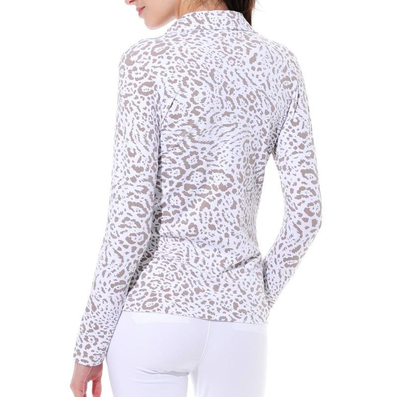 MDC L/S Ocelot Print Polo - Taupe/White