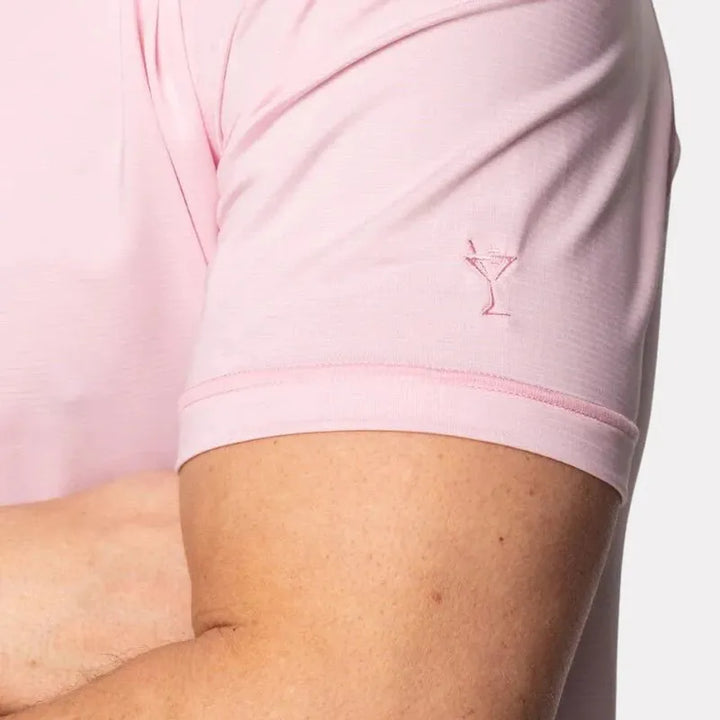 Golftini Men's Stripe Tech Polo - White/Pink