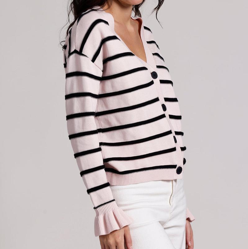 Minnie Rose Stripe Cardigan - Pink/Black