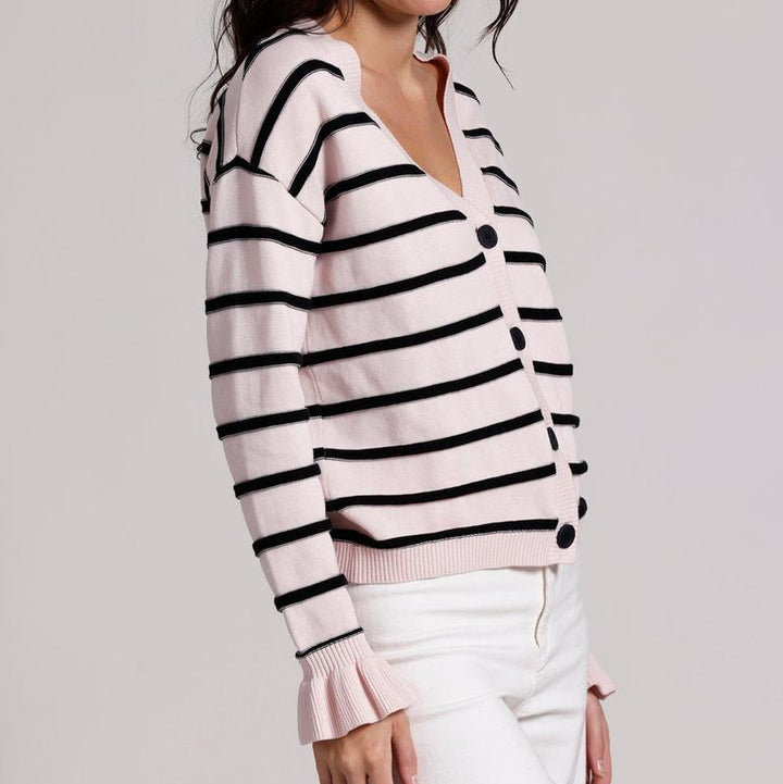Minnie Rose Stripe Cardigan - Pink/Black
