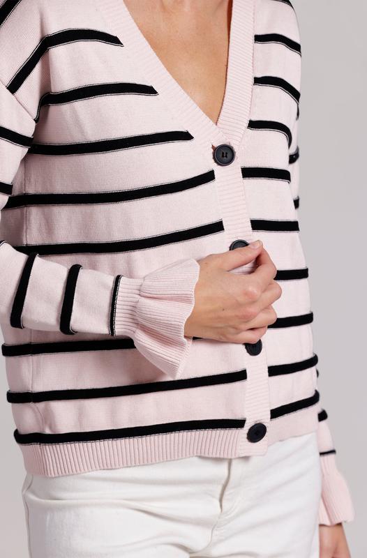 Minnie Rose Stripe Cardigan - Pink/Black