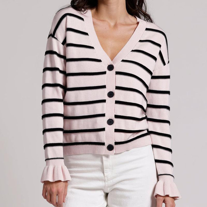 Minnie Rose Stripe Cardigan - Pink/Black