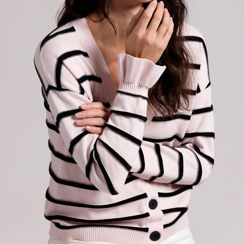 Minnie Rose Stripe Cardigan - Pink/Black