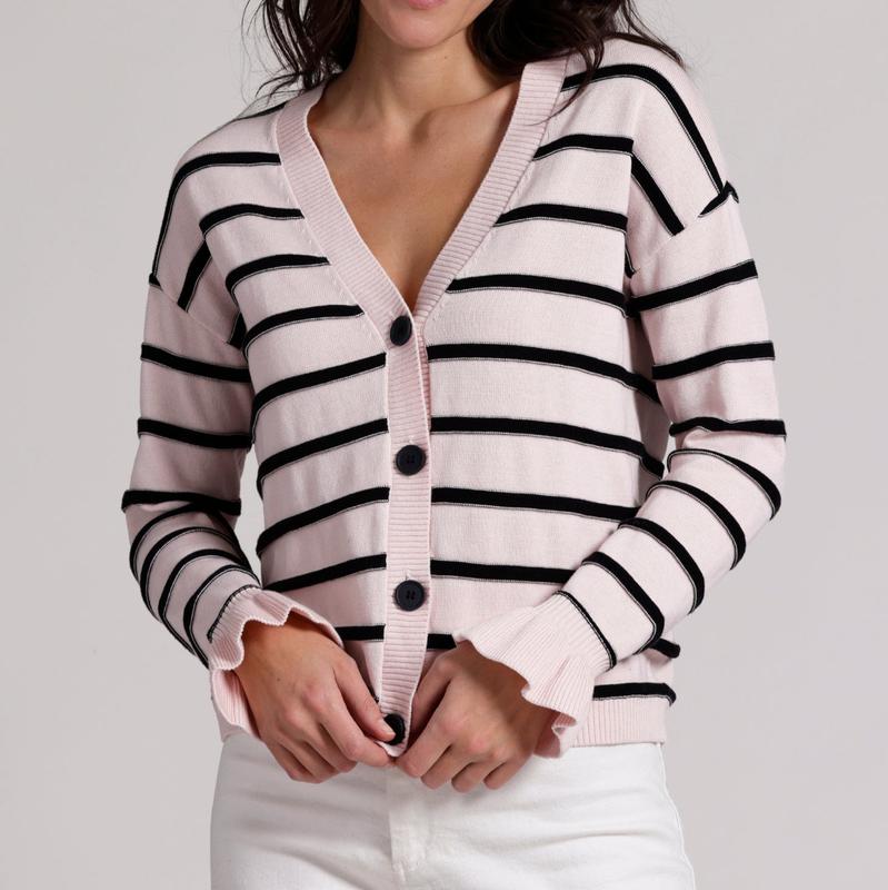 Minnie Rose Stripe Cardigan - Pink/Black