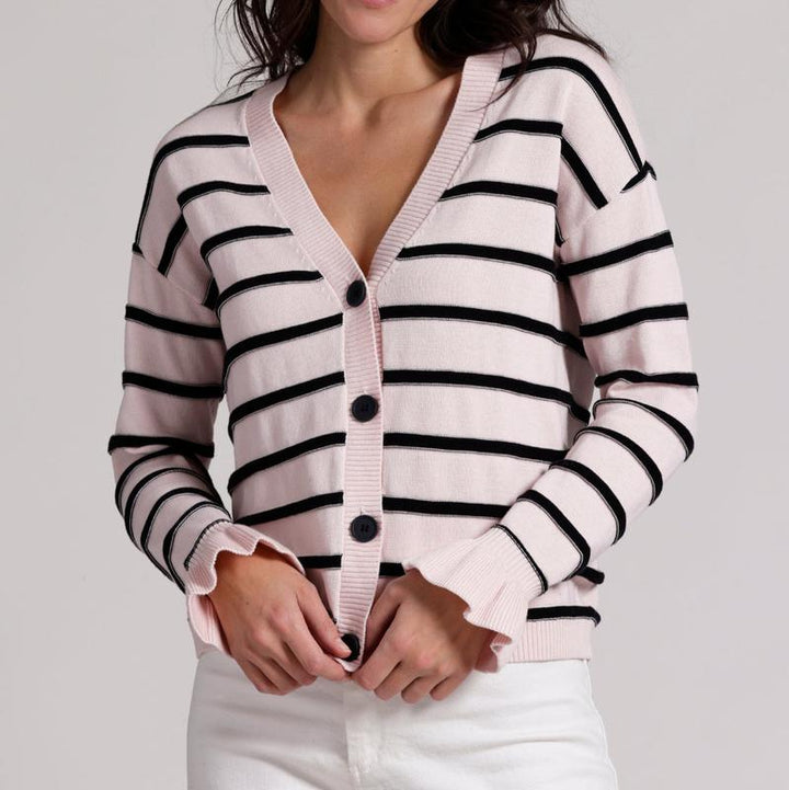 Minnie Rose Stripe Cardigan - Pink/Black
