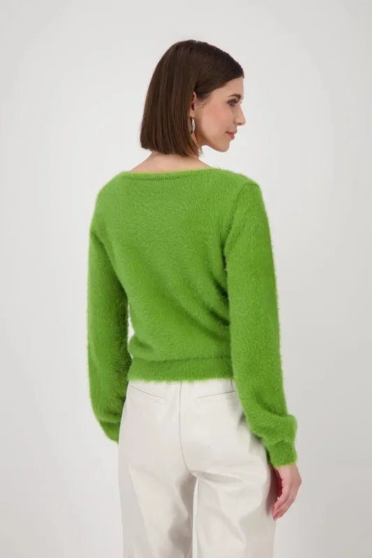 Monari Fur Zip Sweater - Green