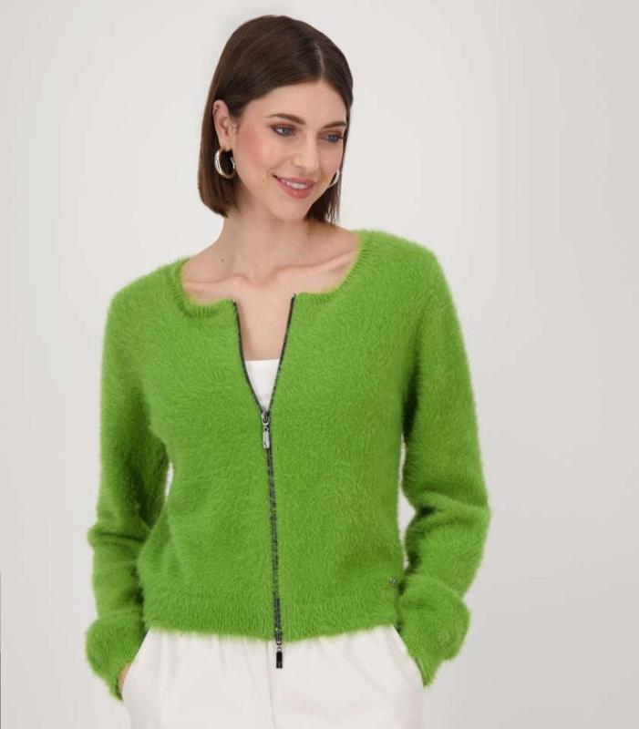 Monari Fur Zip Sweater - Green