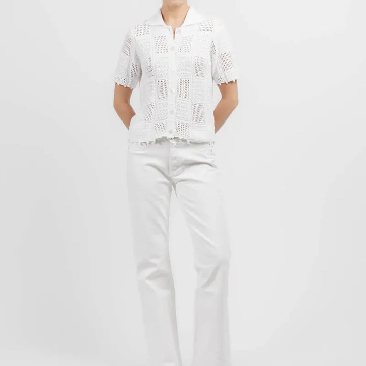 Autumn Cashmere Patchwork Shirt - White
