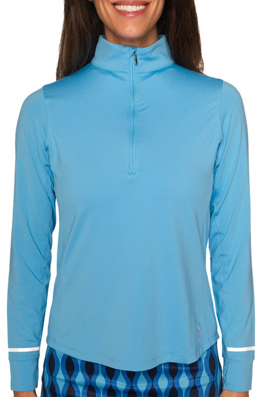 Golftini Fabulous L/S Mock Polo - Ocean