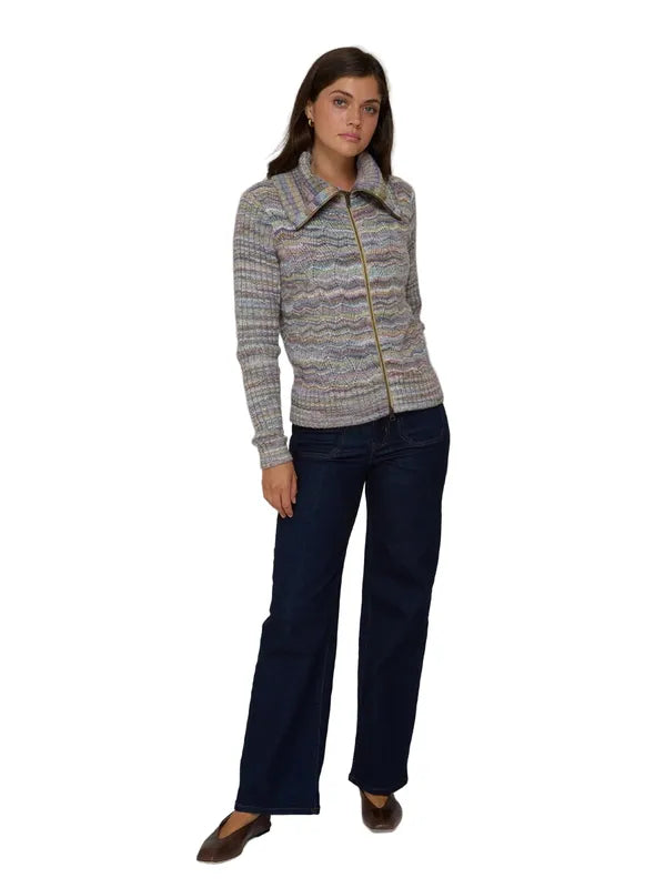 Autumn Cashmere Spacedye Basketweave Jacket - Vintage Blue